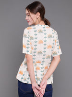 Thumbnail for Antaran Off White Cotton Printed Cotton Flex Tunic With Box Pleat - Distacart