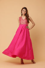 Thumbnail for Fab Fashion Pink Sleeveless Anarkali Dress