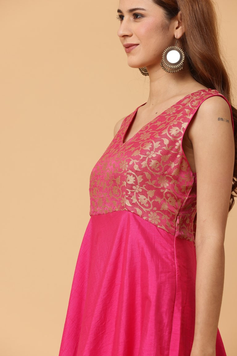 Fab Fashion Pink Sleeveless Anarkali Dress - Distacart