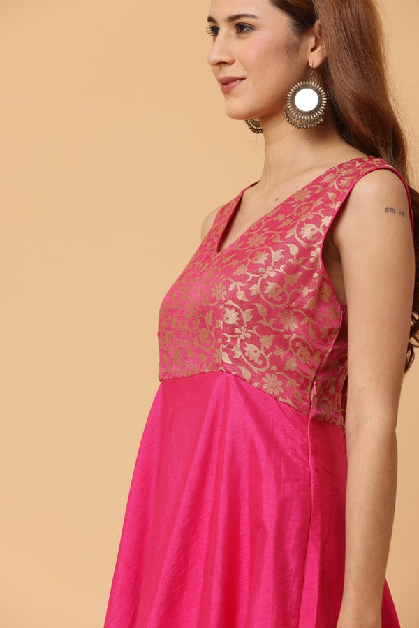 Fab Fashion Pink Sleeveless Anarkali Dress
