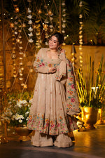 Thumbnail for Yash Enterprise Beige Crunchy Silk Party Wear Embroidery Suit Set - Distacart