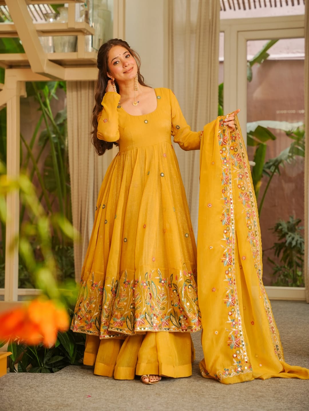 Yash Enterprise Yellow Crunchy Silk Party Wear Sharara Suit Set - Distacart