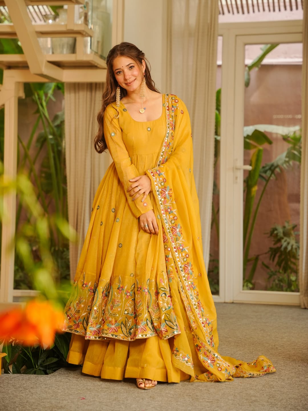 Yash Enterprise Yellow Crunchy Silk Party Wear Sharara Suit Set - Distacart