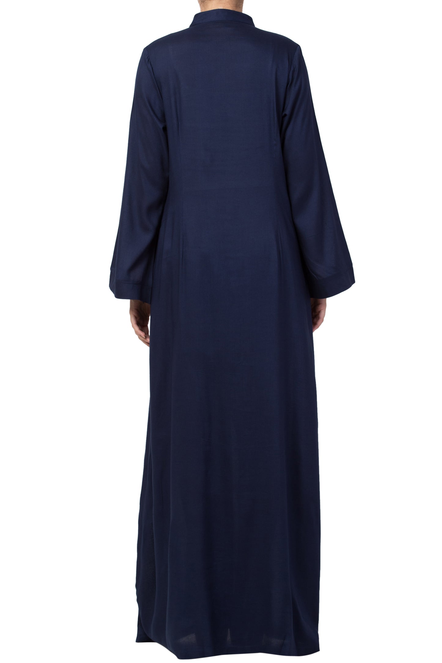 Bashariya Simple Front Open Abaya In Rayon Fabric With Pockets - NavyBlue - Distacart