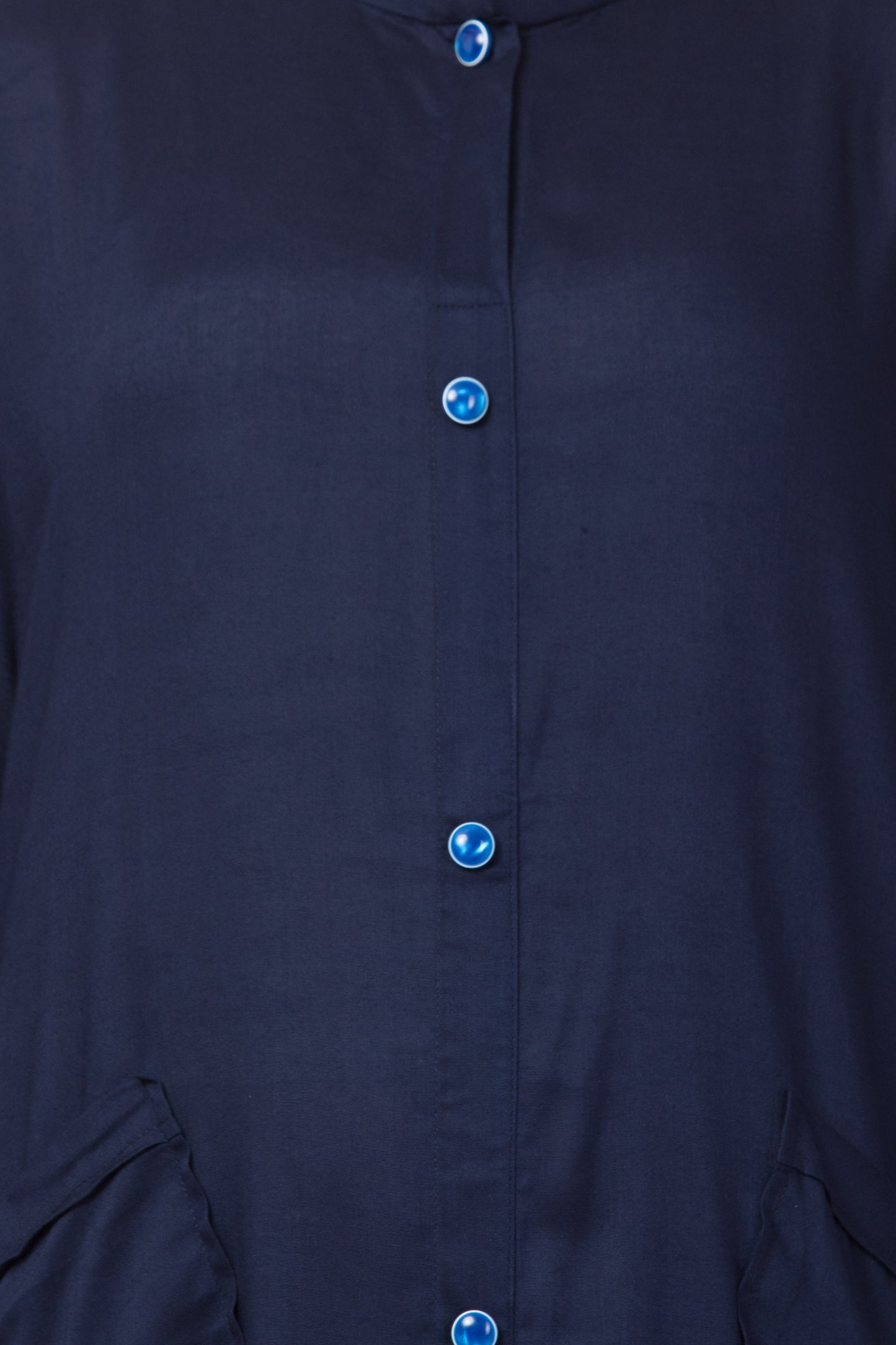Bashariya Simple Front Open Abaya In Rayon Fabric With Pockets - NavyBlue - Distacart