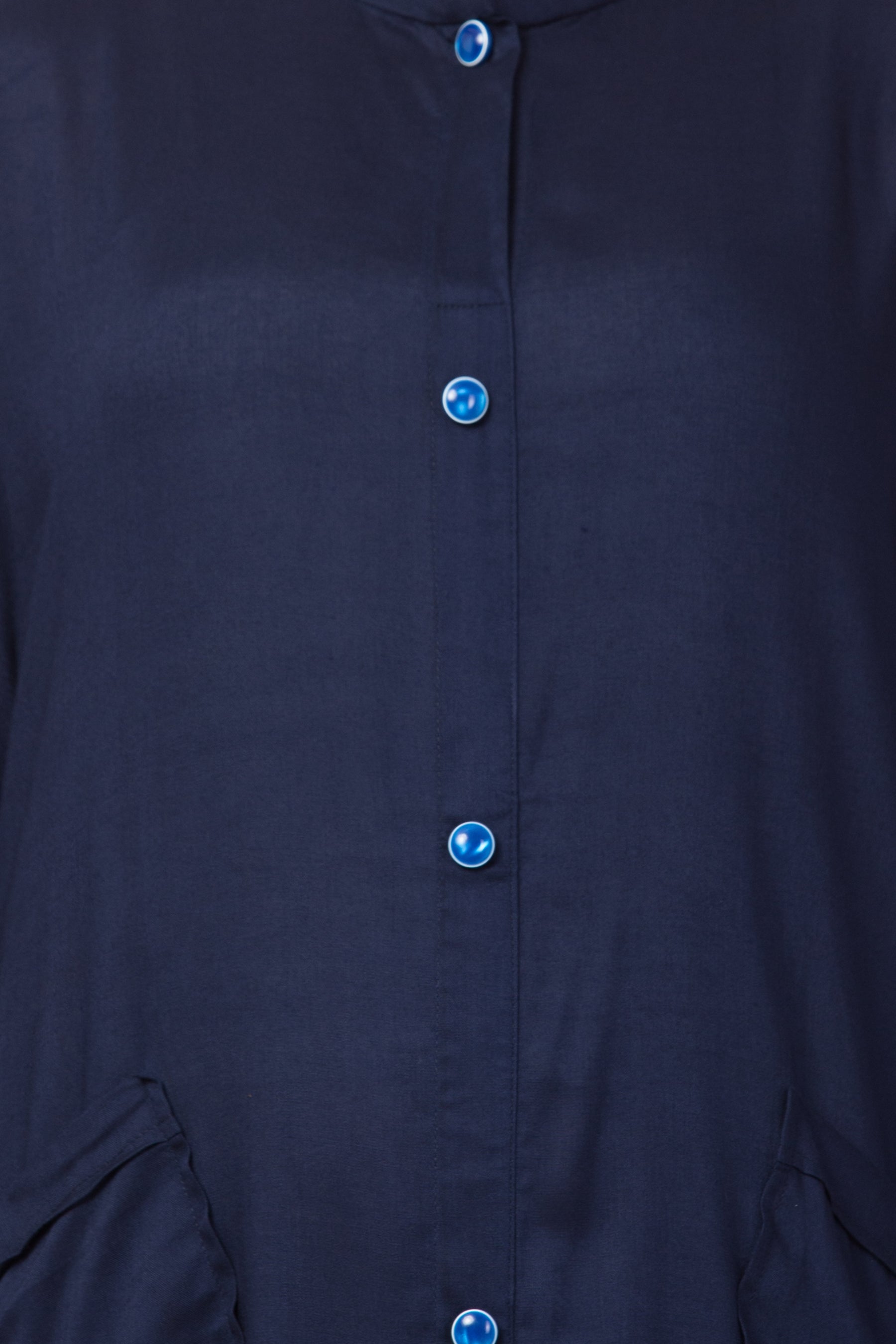 Bashariya Simple Front Open Abaya In Rayon Fabric With Pockets - NavyBlue - Distacart