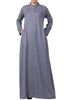 Bashariya Simple Front Open Abaya In Rayon Fabric With Pockets - Grey - Distacart