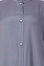 Thumbnail for Bashariya Simple Front Open Abaya In Rayon Fabric With Pockets - Grey