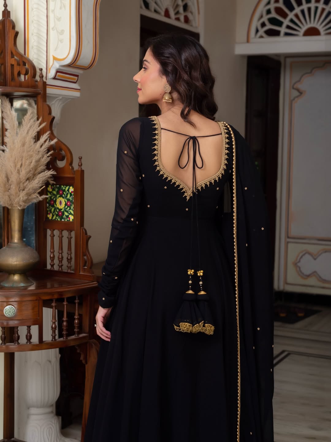 Yash Enterprise Black Blooming Silk Party Wear Embroidery Suit Set - Distacart