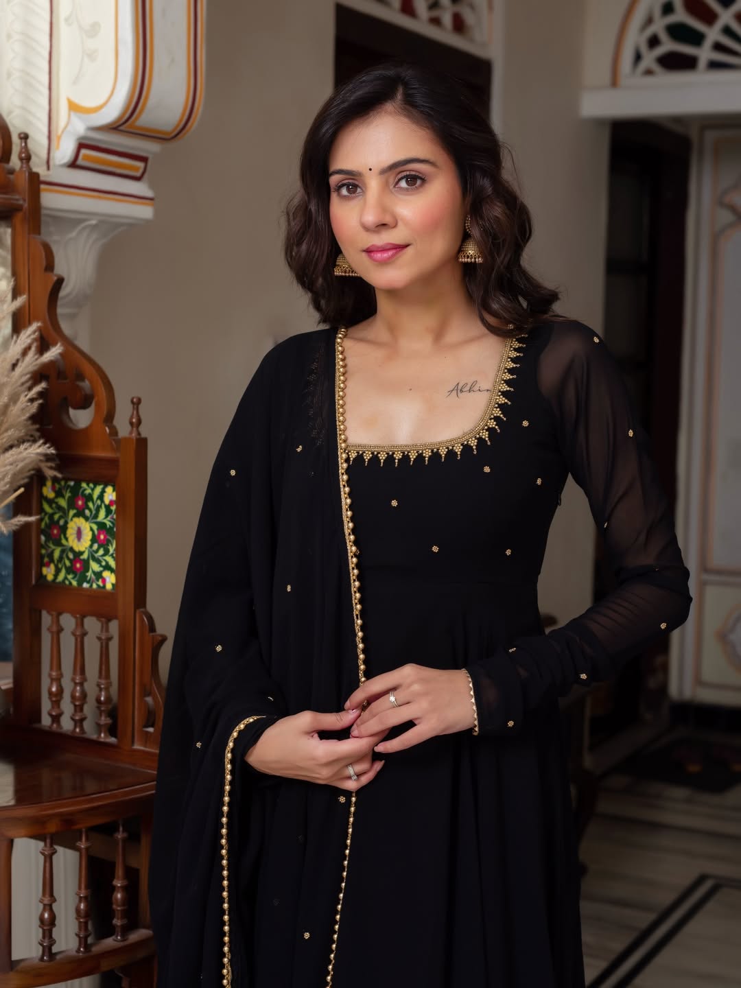 Yash Enterprise Black Blooming Silk Party Wear Embroidery Suit Set - Distacart