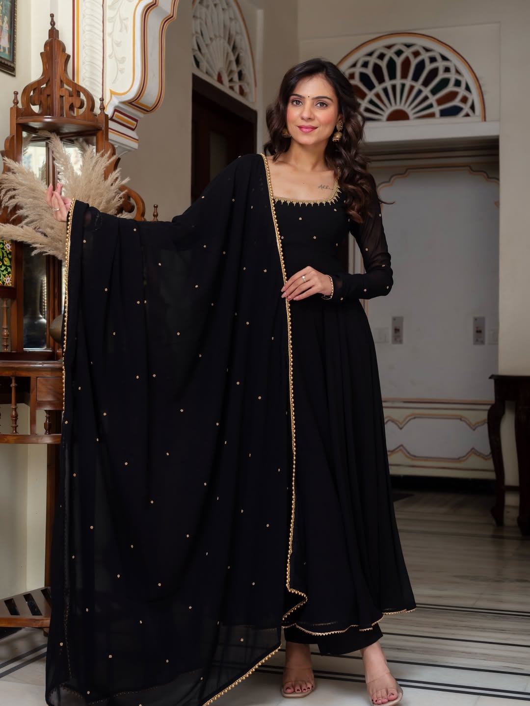Yash Enterprise Black Blooming Silk Party Wear Embroidery Suit Set - Distacart