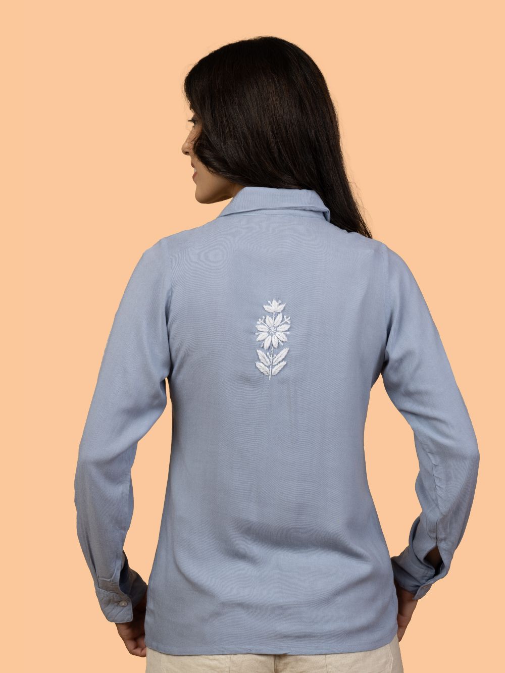 Gharana India Rayon Grey Coloured Chikankari Shirt Top