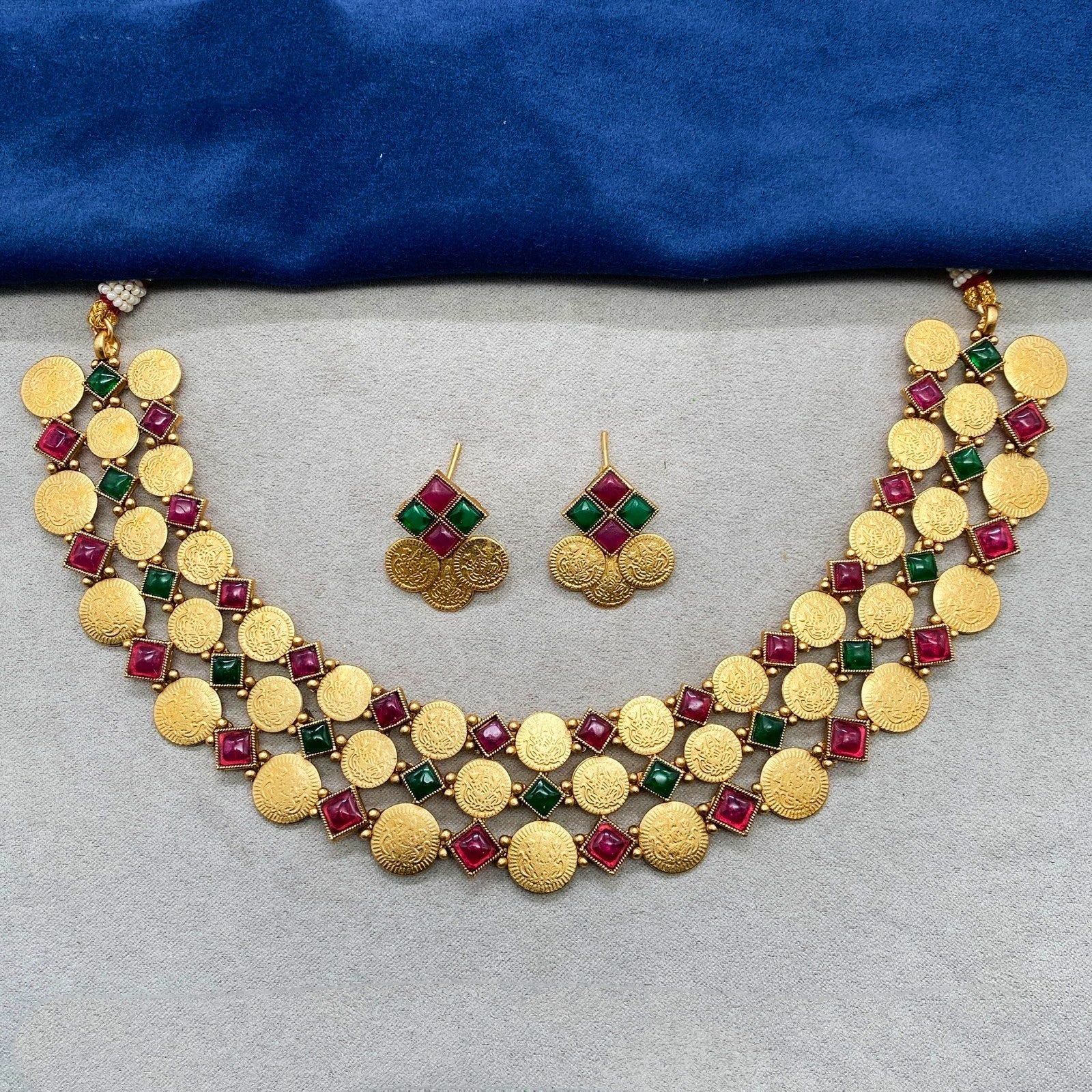 Gold Antique Choker Necklace Set By House of Ree - Distacart