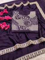Thumbnail for Lorenvalley Fashion Purple Rangoli Silk with Coding Sequence and Multi Lace Work Saree with Blouse