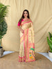Mameraa Sarees Cream Elegant Tissue Silk Saree-Ivory - Dista