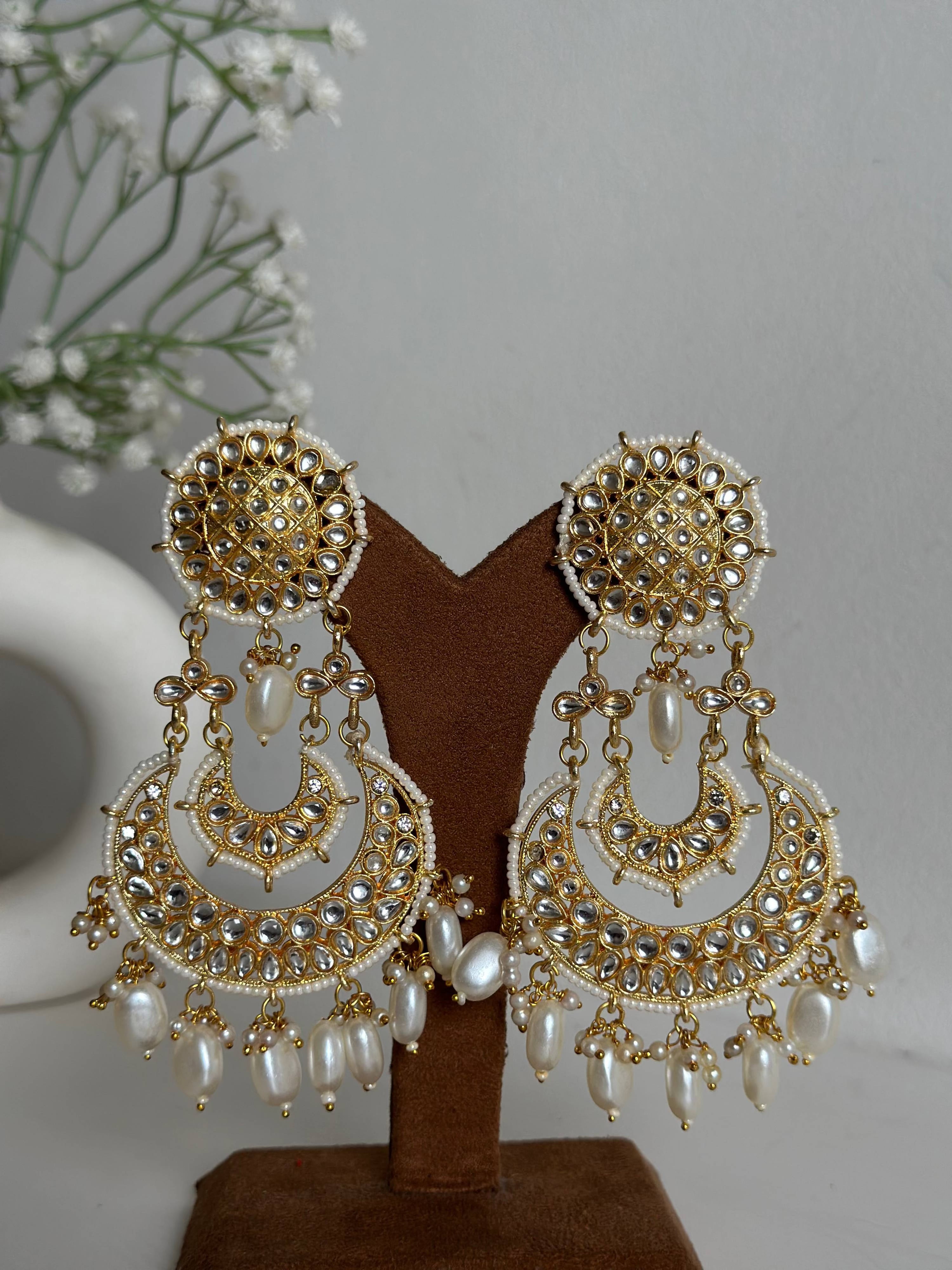 Golden Chandbali Earrings By House of Ree - Distacart