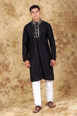 Bluesaanchi Men's Mirror Magic Black Kurta Set - Distacart