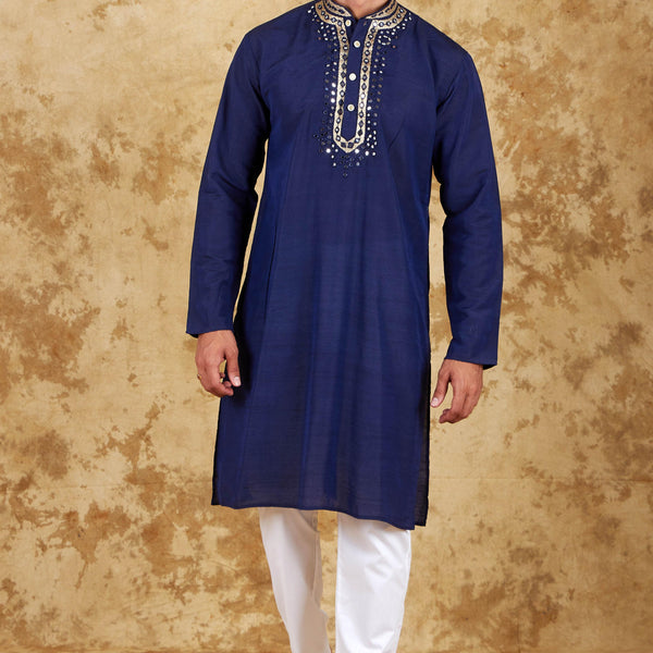 Bluesaanchi Men's Mirror Magic Blue Kurta Set - Distacart