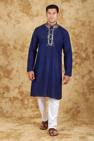Bluesaanchi Men's Mirror Magic Blue Kurta Set - Distacart