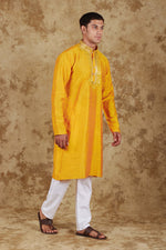 Thumbnail for Bluesaanchi Men's Mirror Magic Yellow Kurta Set - Distacart