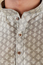 Thumbnail for Bluesaanchi Men's Sliver Banarasi Silk Kurta Set - Distacart