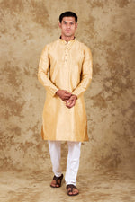 Thumbnail for Bluesaanchi Men's Cream Banarasi Silk Kurta Set - Distacart