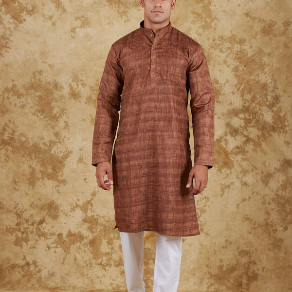 Bluesaanchi Men's Dark Brown Textured Kurta Set - Distacart