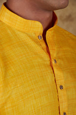 Thumbnail for Bluesaanchi Men's Yellow Textured Kurta Set - Distacart