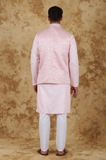 Thumbnail for Bluesaanchi Men's Jacquard Misty Rose Waistcoat Kurta Pajama Set - Distacart