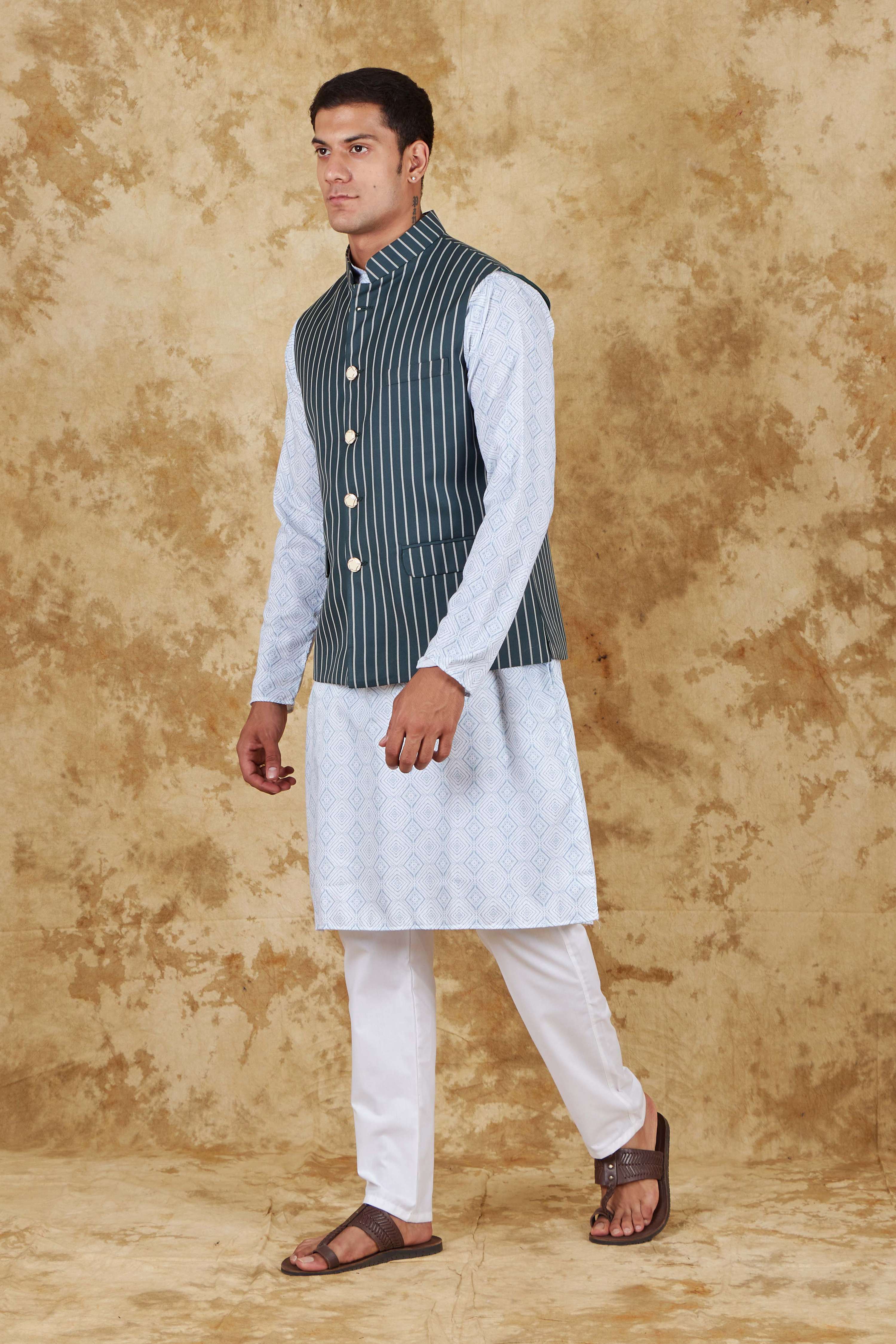 Bluesaanchi Men's Dark Slate Grey Waistcoat Kurta Pajama Set - Distacart