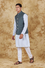 Thumbnail for Bluesaanchi Men's Dark Slate Grey Waistcoat Kurta Pajama Set - Distacart