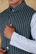 Thumbnail for Bluesaanchi Men's Dark Slate Grey Waistcoat Kurta Pajama Set - Distacart