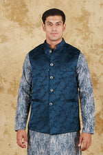 Thumbnail for Bluesaanchi Men's Jacquard Indigo Dye Waistcoat - Distacart