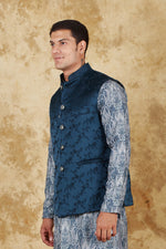 Thumbnail for Bluesaanchi Men's Jacquard Indigo Dye Waistcoat - Distacart
