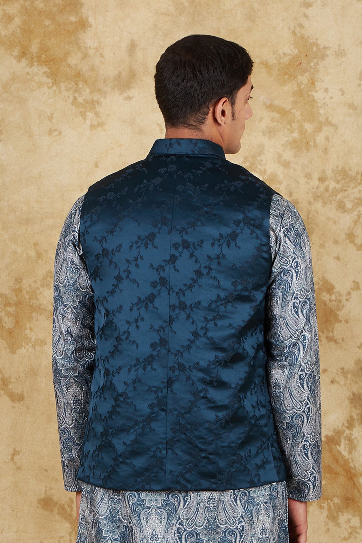 Bluesaanchi Men's Jacquard Indigo Dye Waistcoat - Distacart
