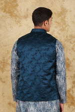 Thumbnail for Bluesaanchi Men's Jacquard Indigo Dye Waistcoat - Distacart