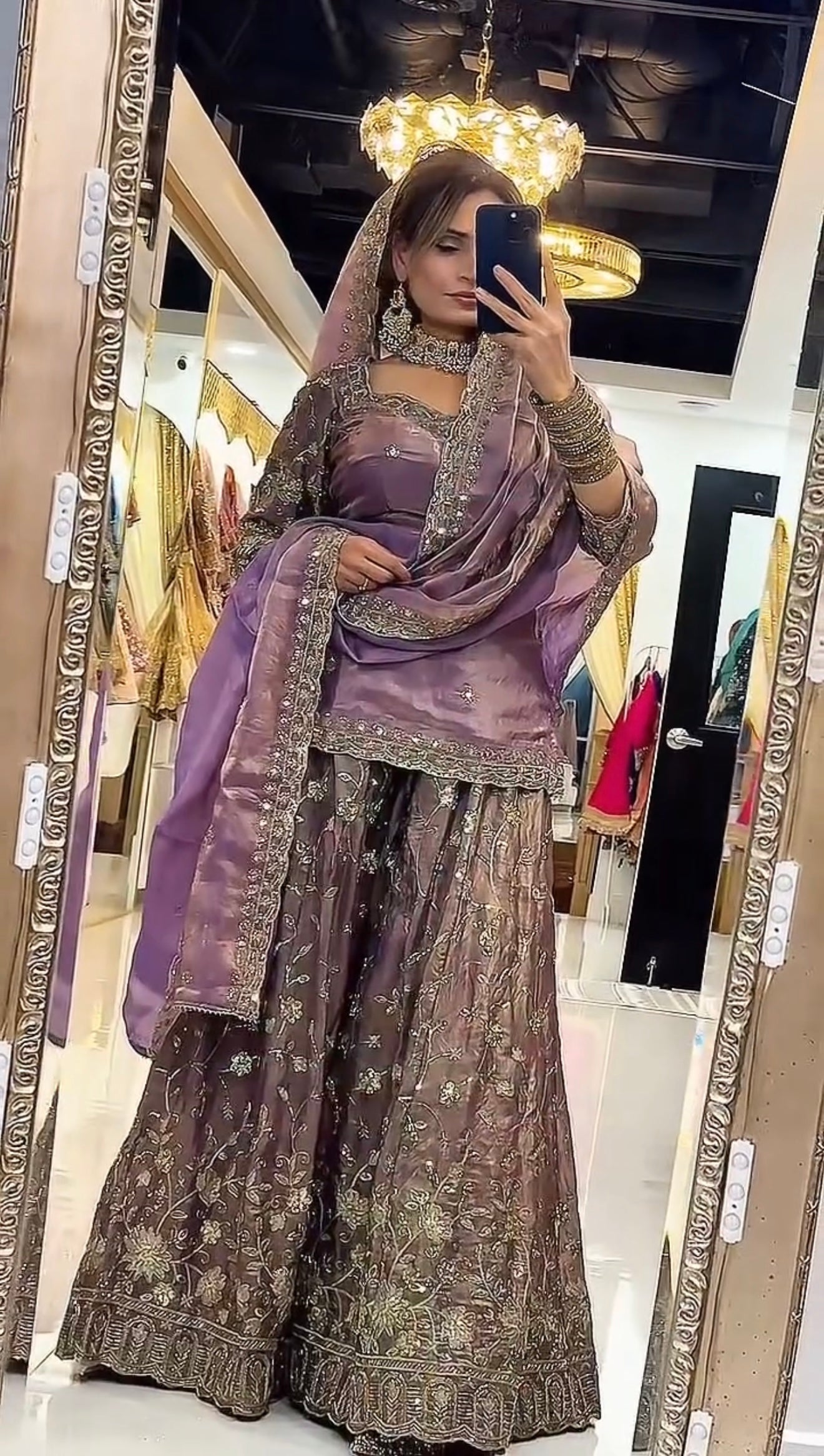 Yash Enterprise Light Purple Fandy Silk Party Wear Embroidery Sharara Suit Set - Distacart