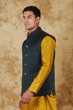 Thumbnail for Bluesaanchi Men's Jacquard Brunswick Green Waistcoat - Distacart