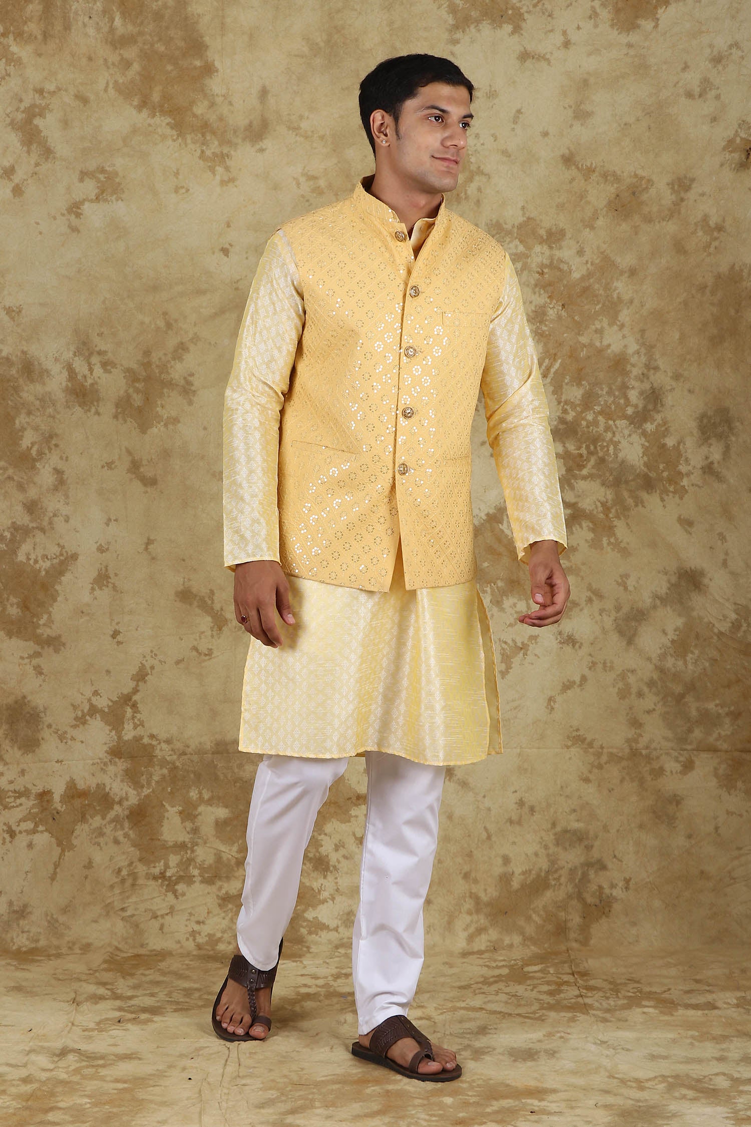 Bluesaanchi Men's Mango Waistcoat Kurta Pajama Set - Distacart