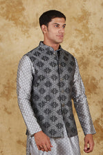 Thumbnail for Bluesaanchi Men's Jacquard Grey Waistcoat - Distacart