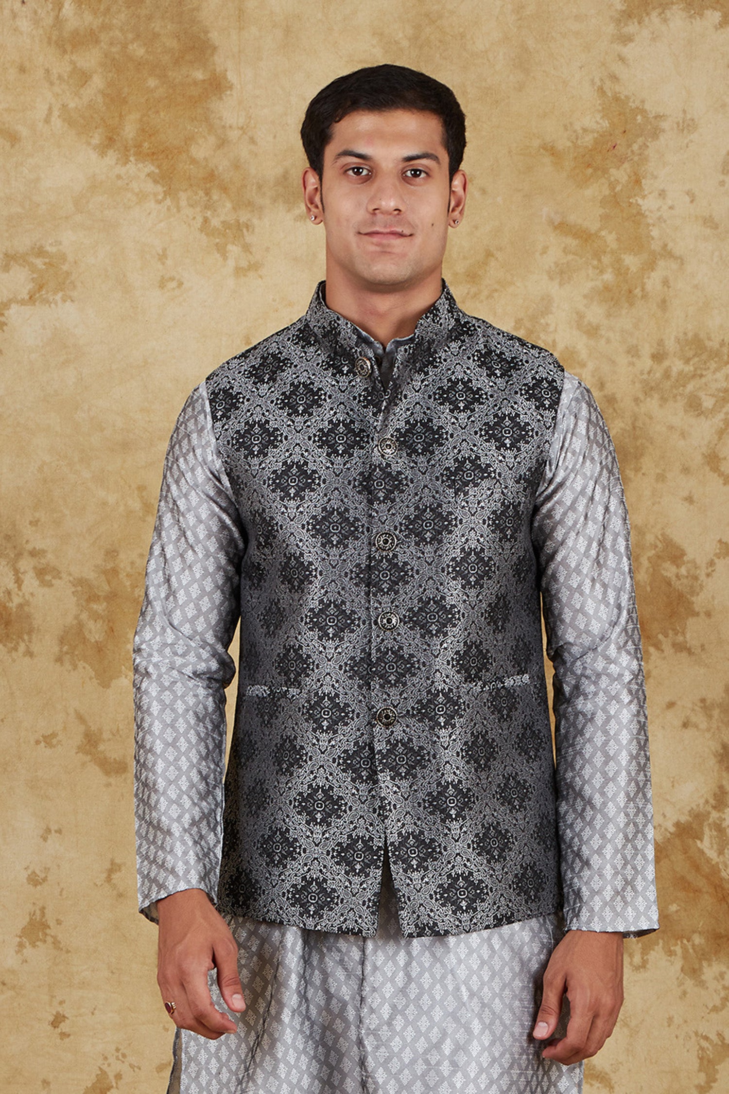 Bluesaanchi Men's Jacquard Grey Waistcoat - Distacart