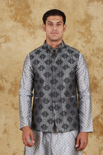 Thumbnail for Bluesaanchi Men's Jacquard Grey Waistcoat - Distacart