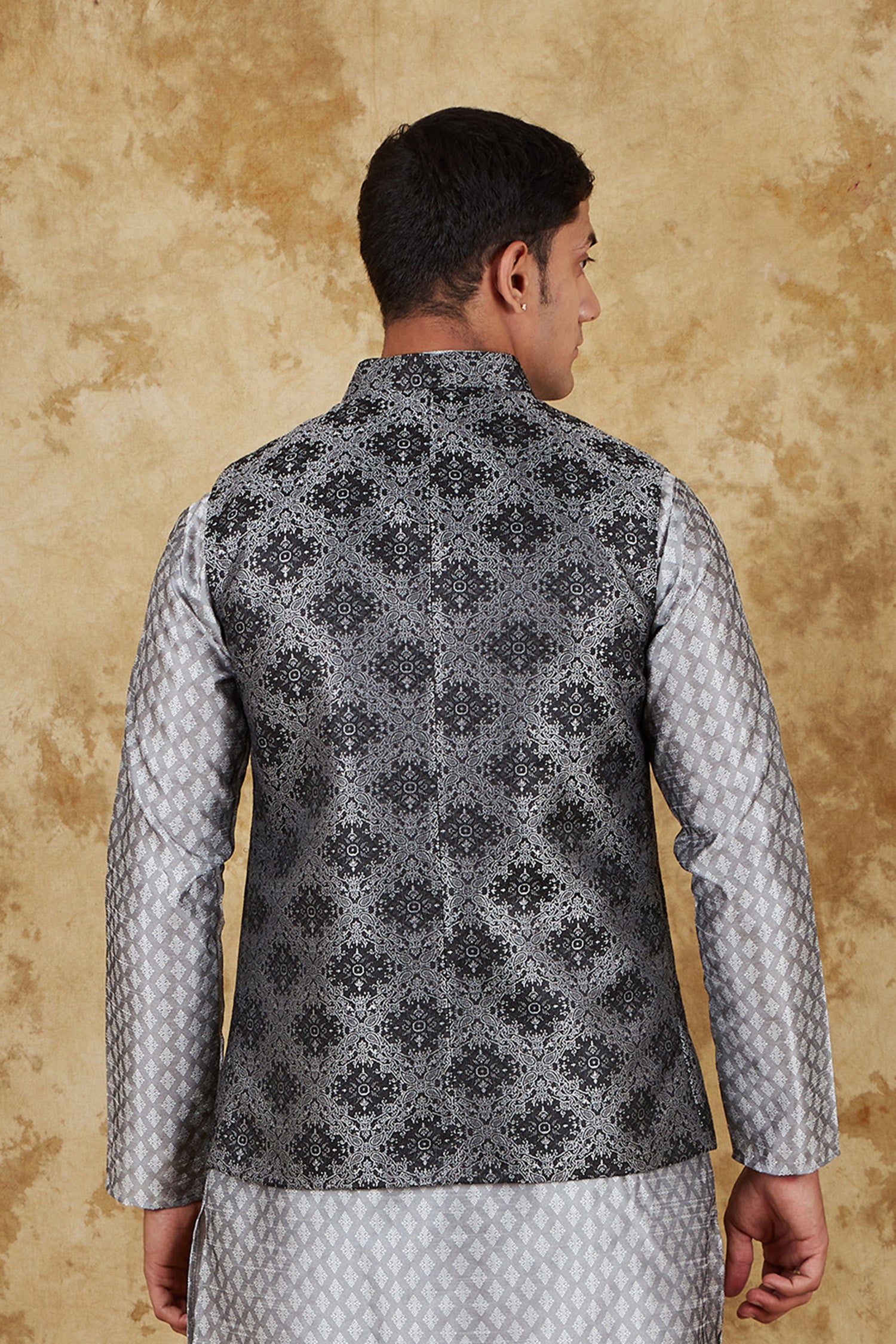 Bluesaanchi Men's Jacquard Grey Waistcoat - Distacart
