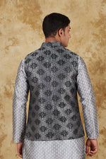 Thumbnail for Bluesaanchi Men's Jacquard Grey Waistcoat - Distacart