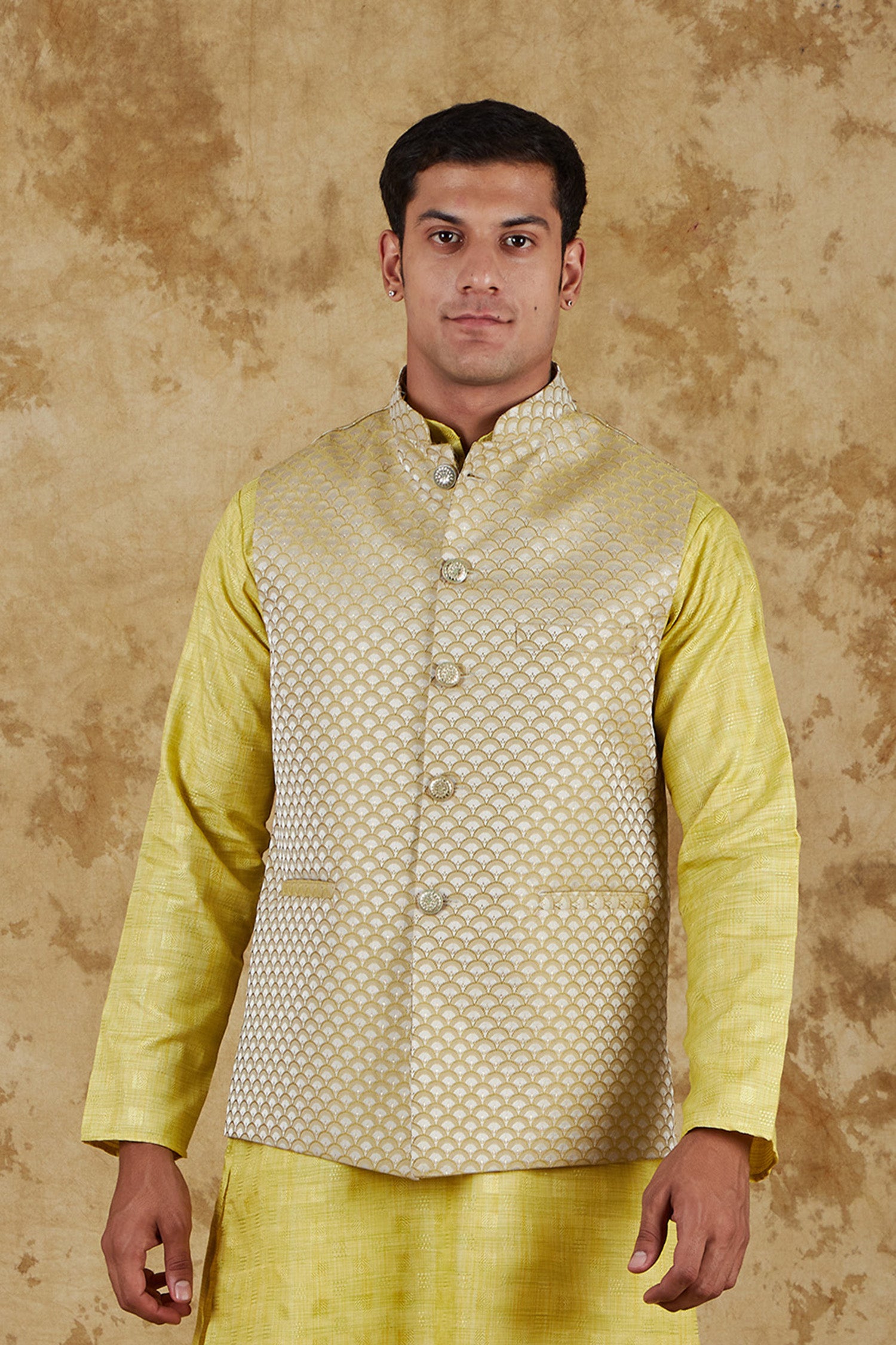 Bluesaanchi Men's Jacquard Citron Waistcoat - Distacart