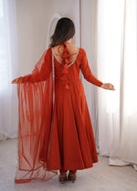 Thumbnail for Evanik Women Rust Ethnic Anarkali Kurta Set for Festive & Wedding Wear - Distacart