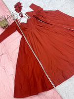 Thumbnail for Evanik Women Rust Ethnic Anarkali Kurta Set for Festive & Wedding Wear - Distacart