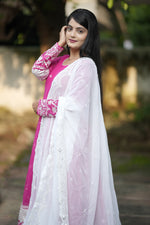 Thumbnail for Avantini Women's Pink Faux Blooming Embroidery Anarkali Kurta Pant With Dupatta