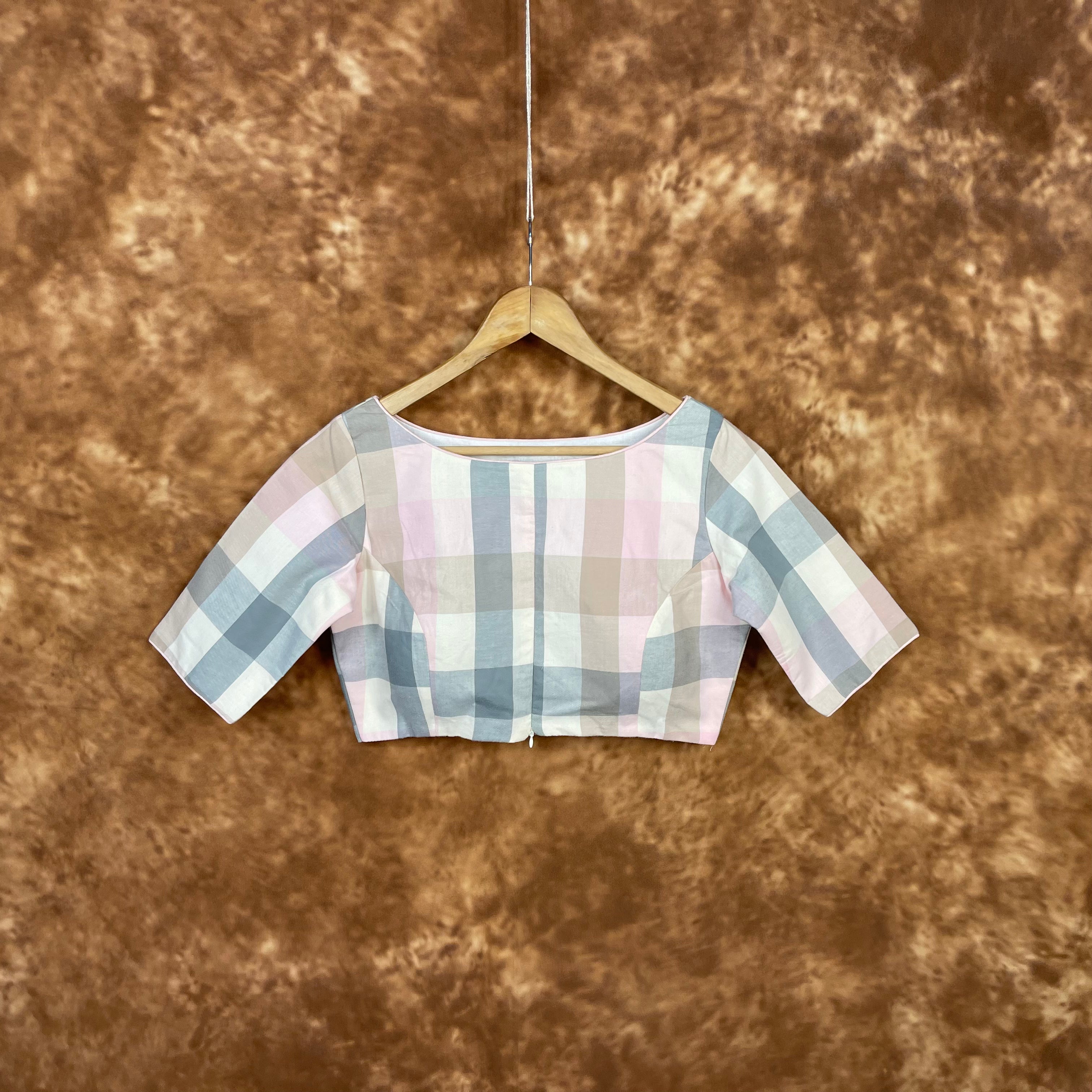 Neck Check Multi Color Coloured Cotton Ready to Wear Blouse - kapda Tailor - Distacart