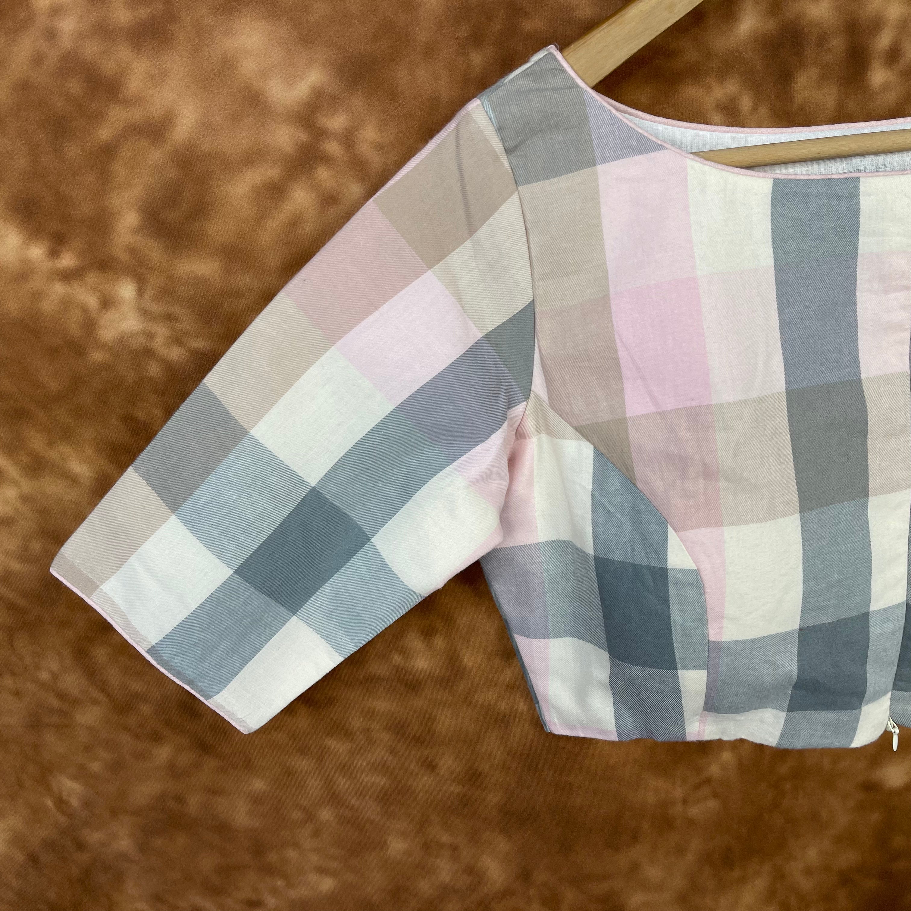 Neck Check Multi Color Coloured Cotton Ready to Wear Blouse - kapda Tailor - Distacart